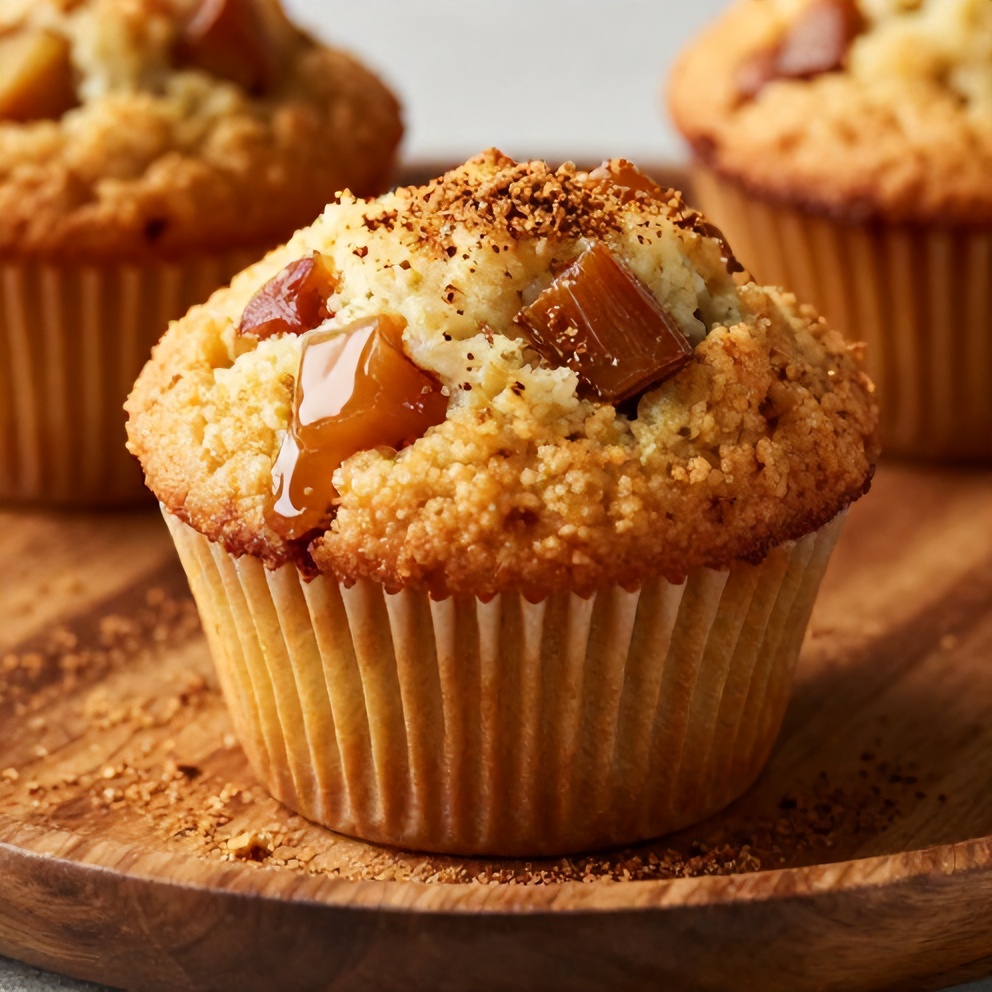 Freshly Baked Caramelized Rhubarb Muffins