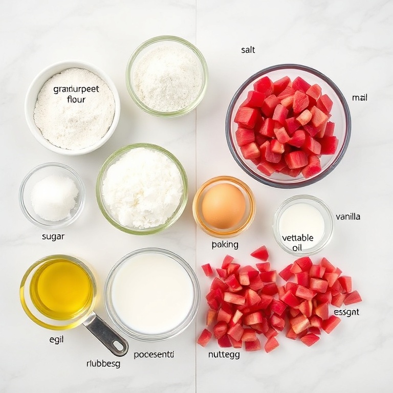 Raw Ingredients for Caramelized Rhubarb Muffins
