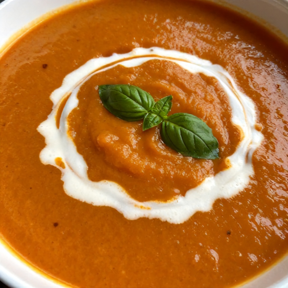 Chilled Roasted Tomato Basil Soup