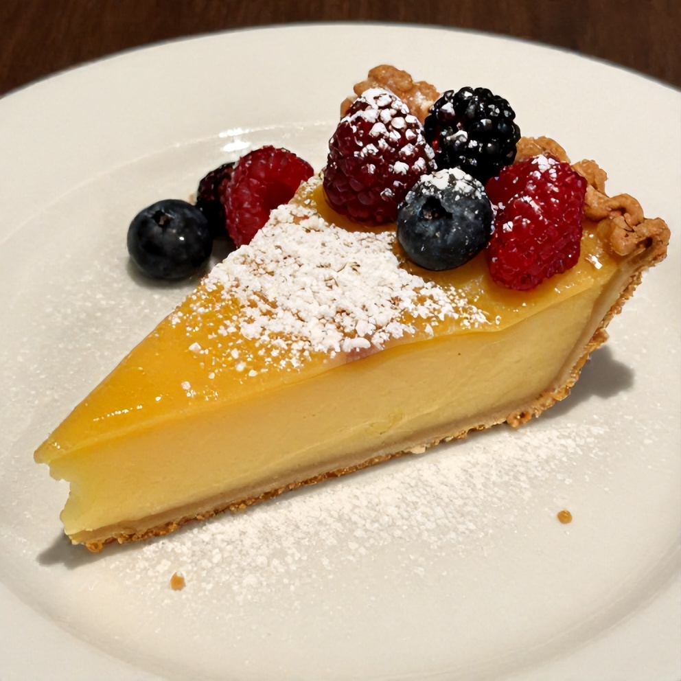 Sliced Boston cream pie on a plate