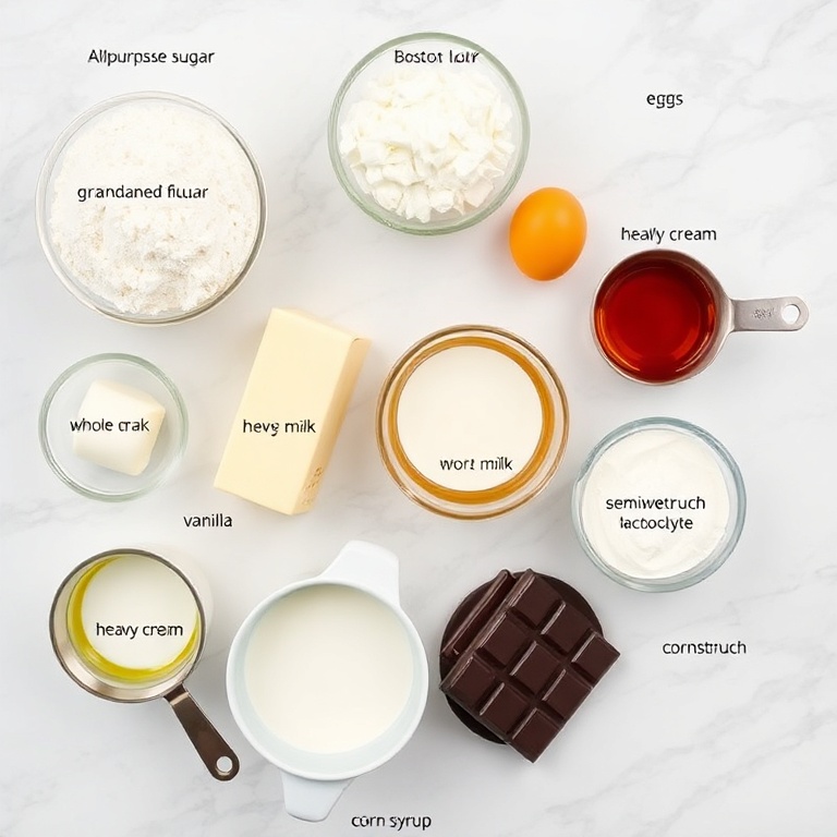 Ingredients for Boston cream pie