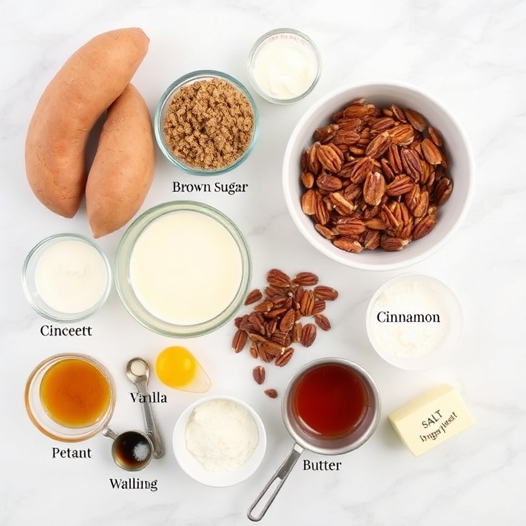 Raw ingredients for classic sweet potato casserole