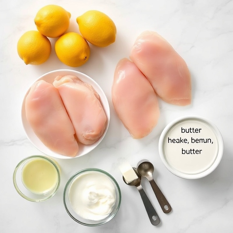 Raw ingredients for Creamy Baked Lemon Butter Chicken