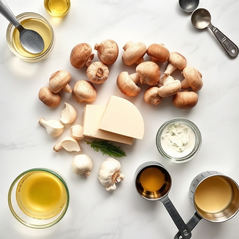 Raw Ingredients for Creamy Gorgonzola Truffle Mushroom Sauce