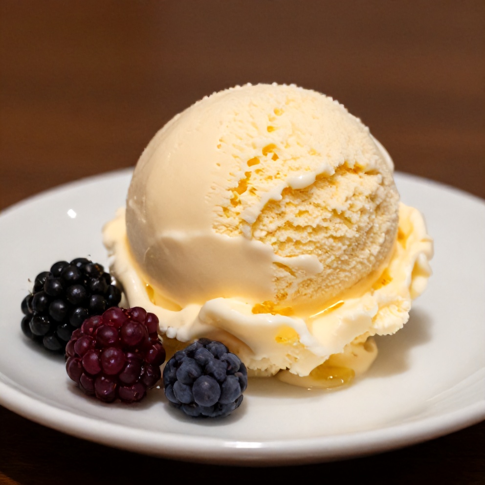 Scoop of Creamy Honey Lavender Ice Cream