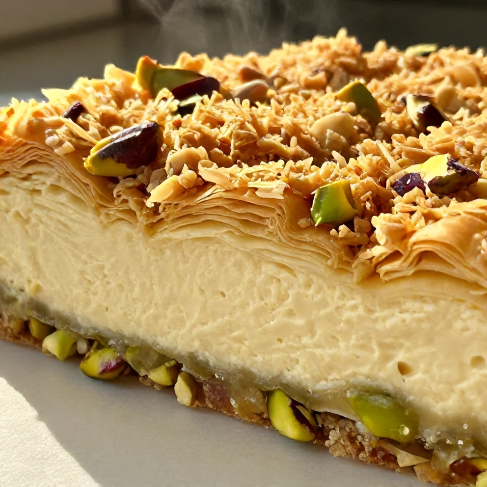 Creamy Pistachio Baklava Cheesecake