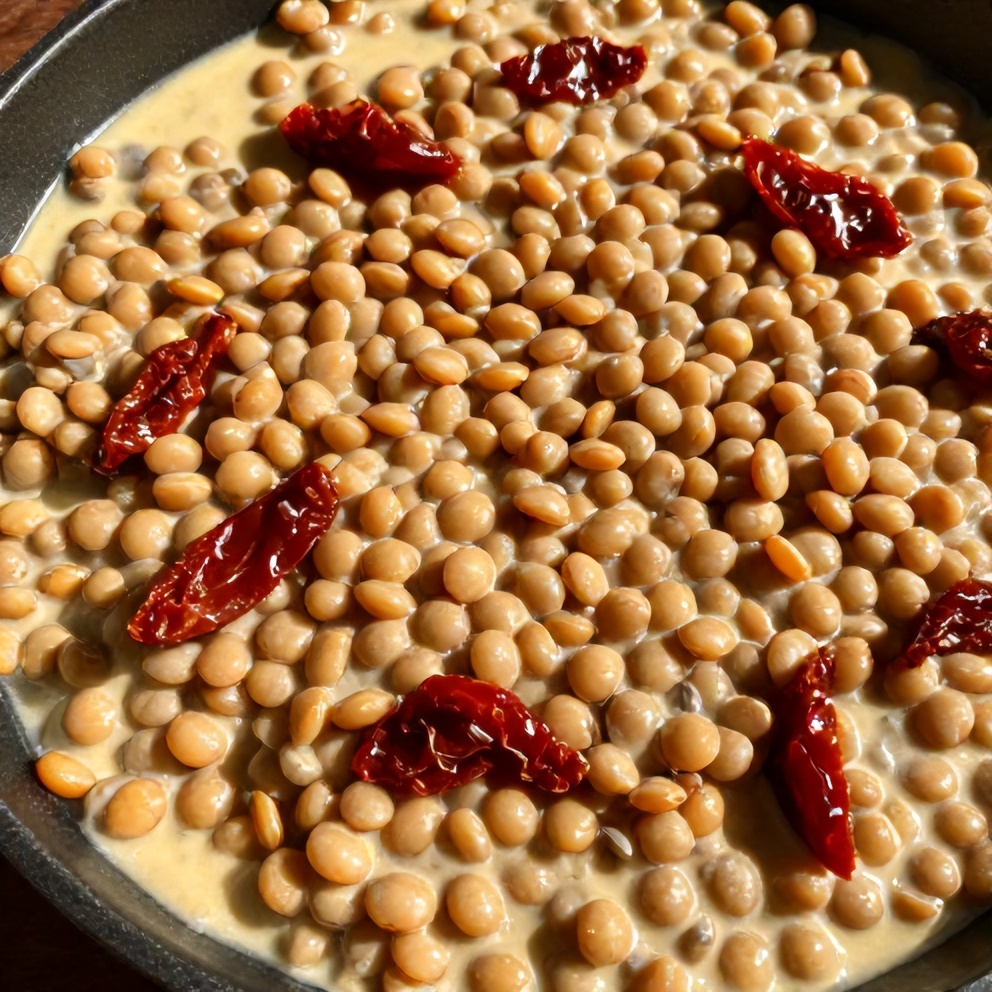 creamy sundried tomato lentils