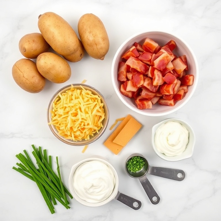 Raw Ingredients for Crispy Cheesy Potato Skins with Bacon