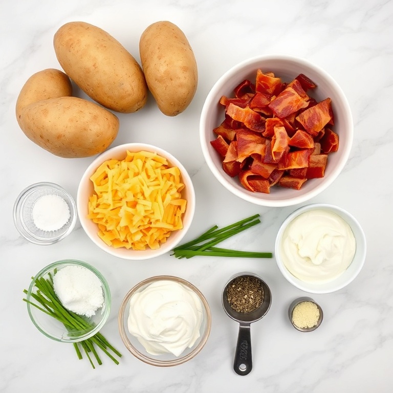 Raw ingredients for crispy loaded baked potatoes