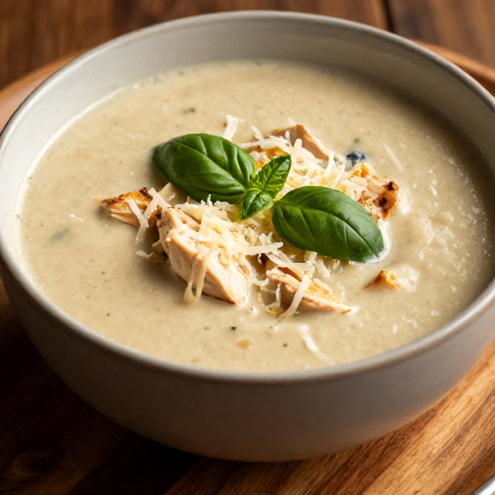 Crock Pot Creamy Chicken Parmesan Soup Final Dish