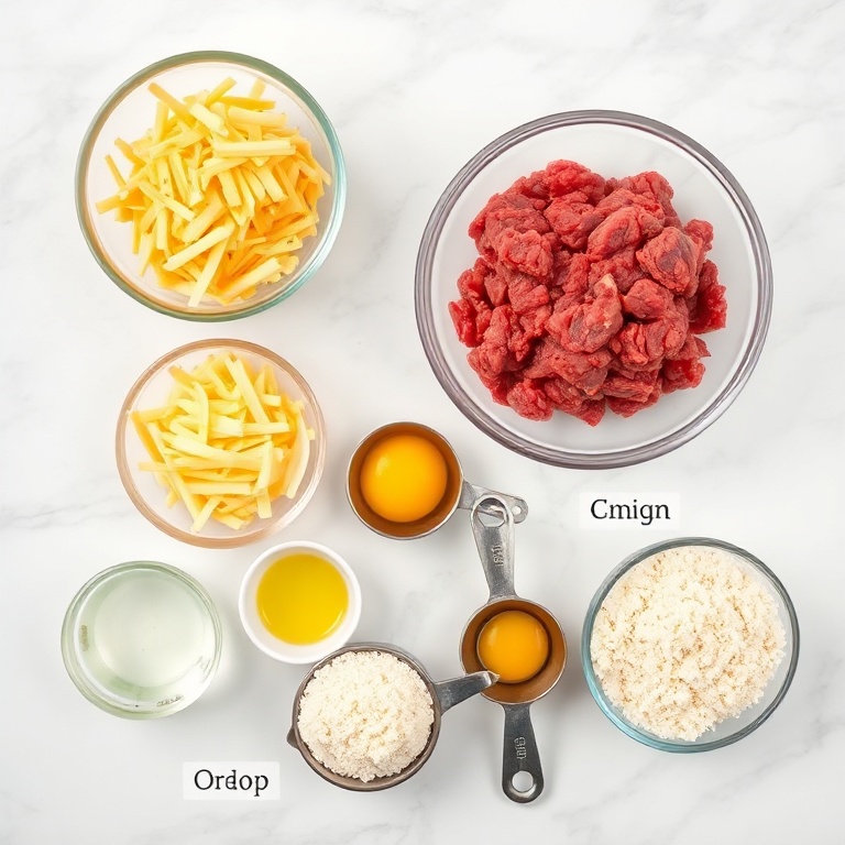 Raw ingredients for Amish hamburger steak bake