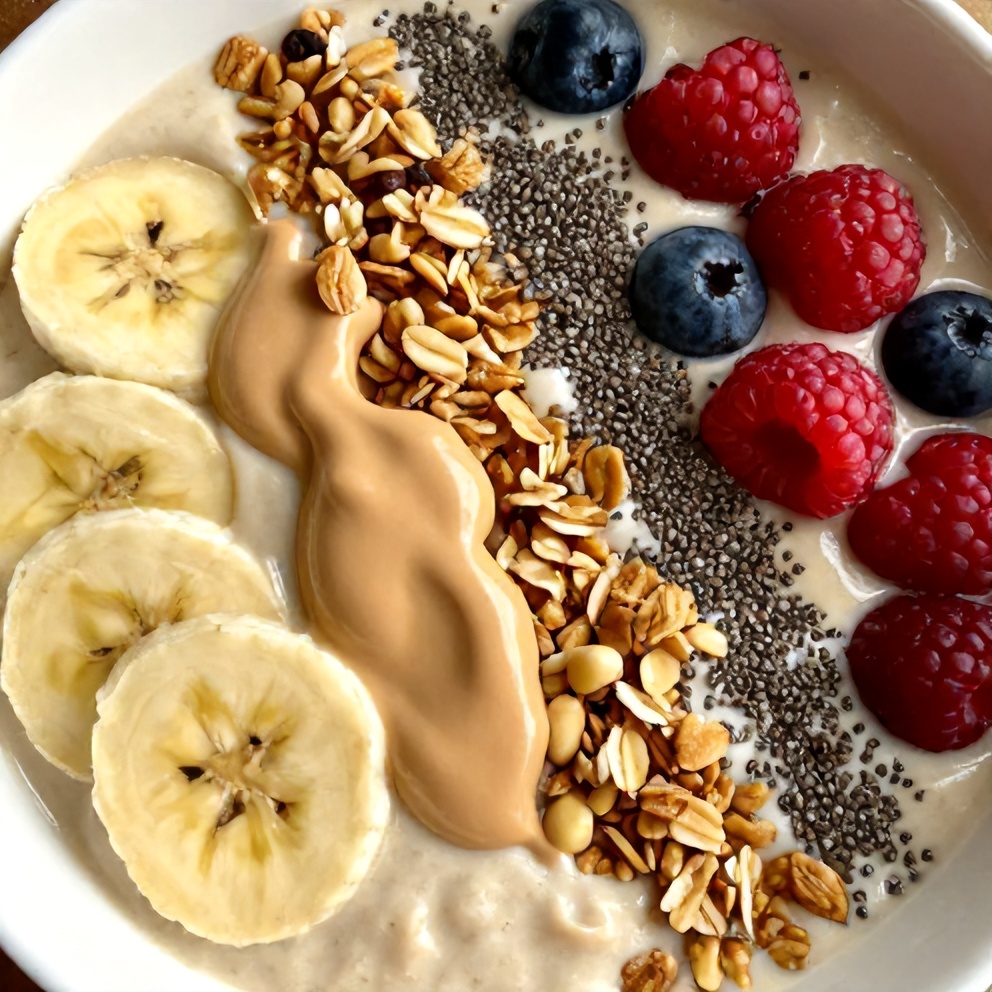 Easy Banana Peanut Butter Oat Smoothie Bowl