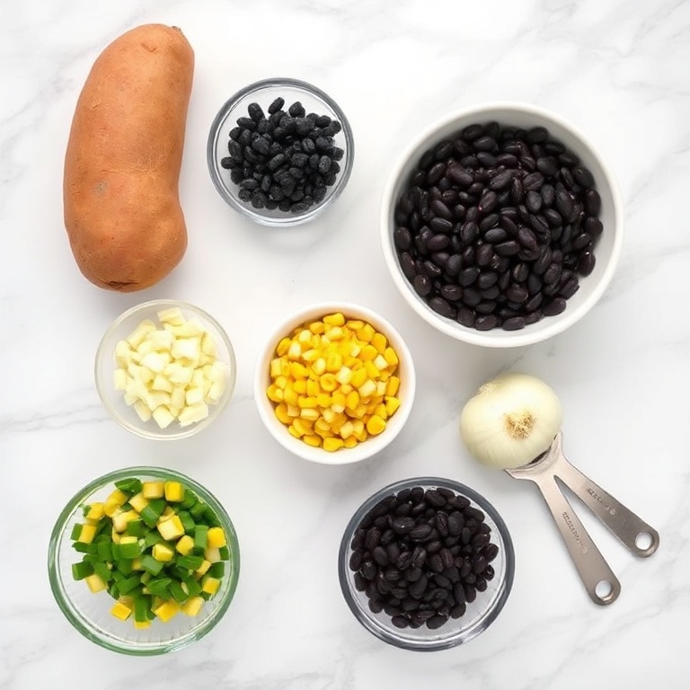 Ingredients for Easy Black Bean Stuffed Sweet Potatoes