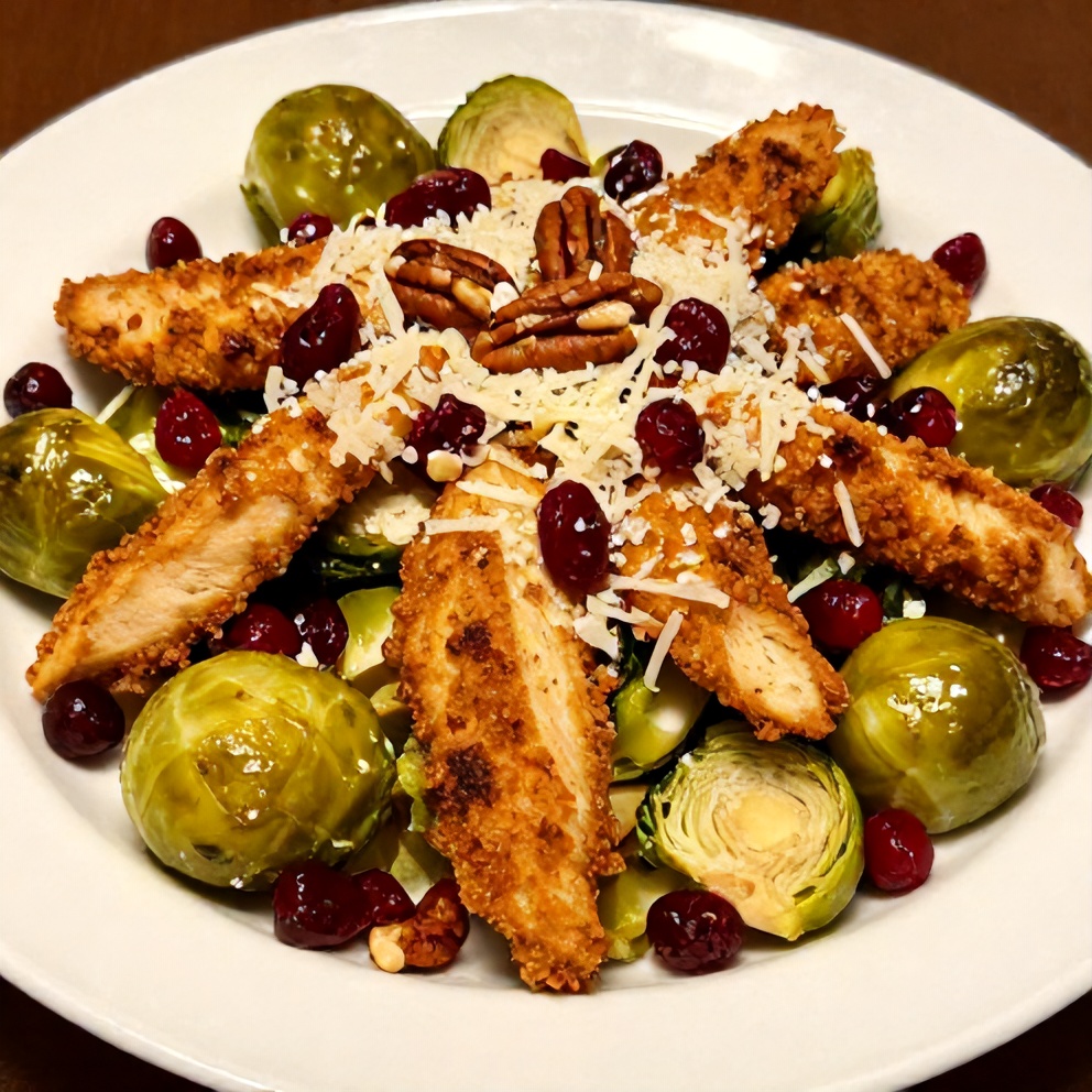 Plated Chicken Brussels Sprout Salad
