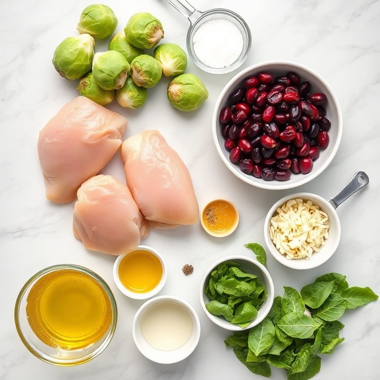 Raw ingredients for Chicken Brussels Sprout Salad