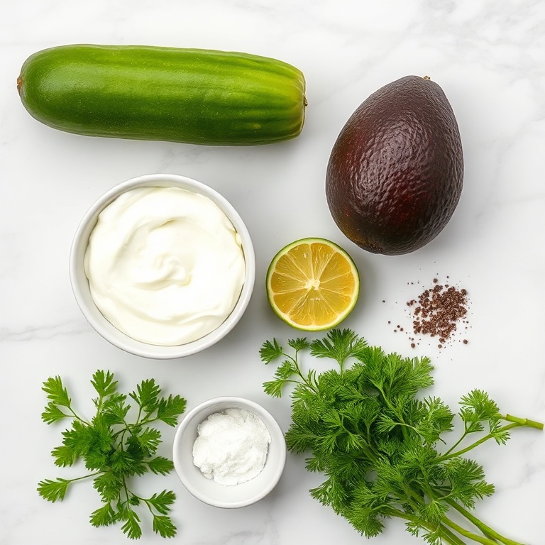 Raw Ingredients for Chilled Cucumber Avocado Soup
