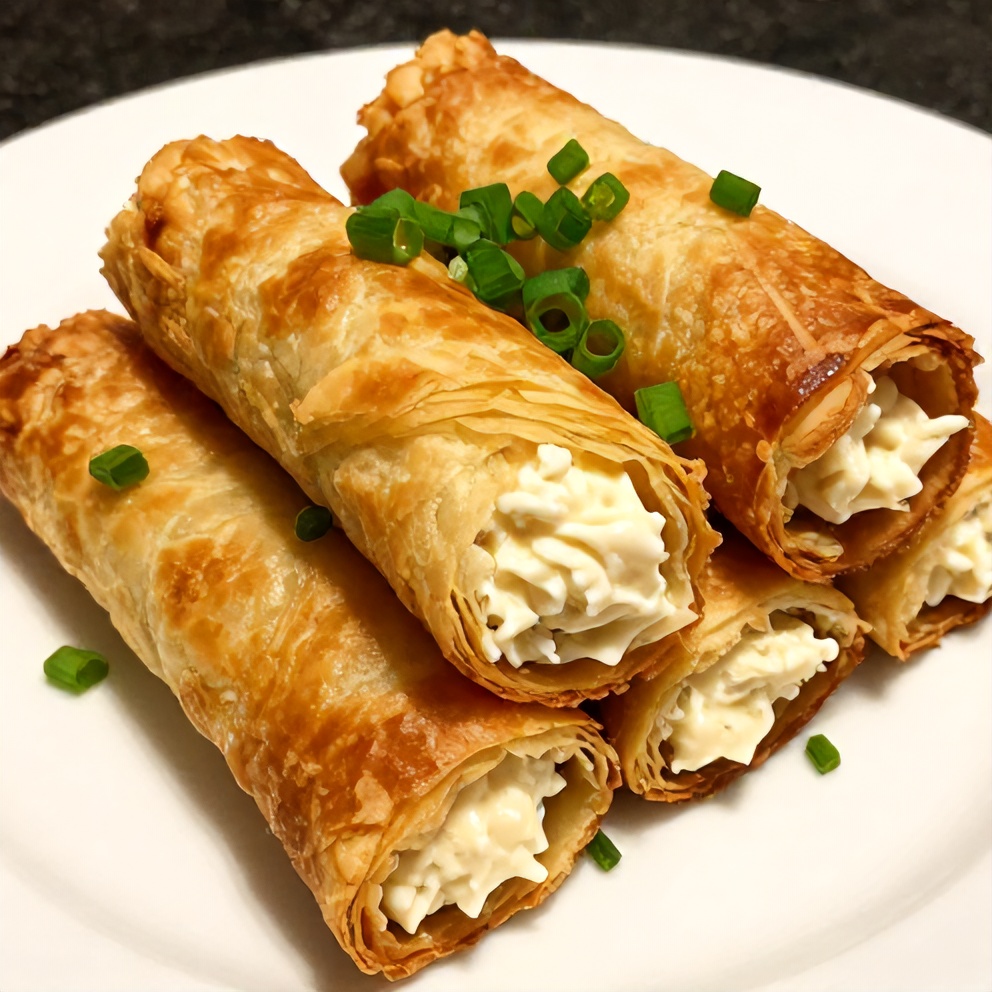 Plated Crab Rangoon Pinwheels with green onions