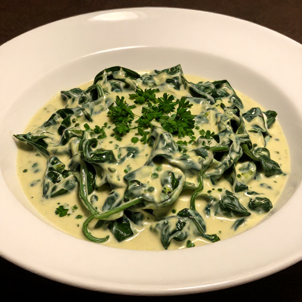 Plated Creamed Spinach Artichokes