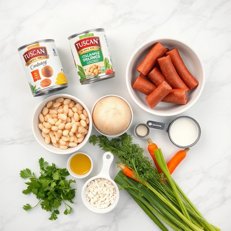 Raw Ingredients for Creamy Tuscan White Bean Soup