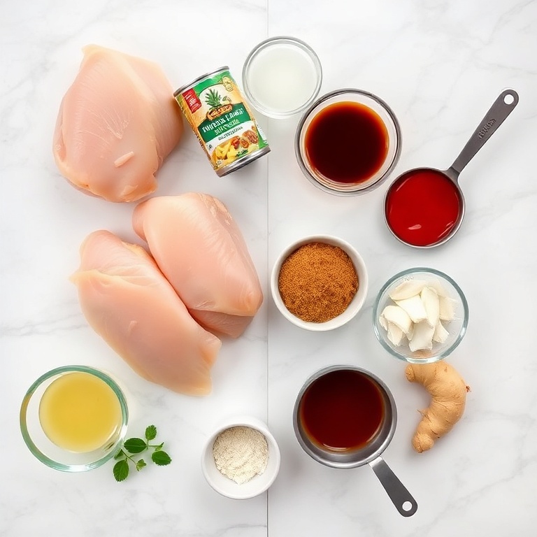 Raw ingredients for Easy Crockpot Hawaiian Chicken
