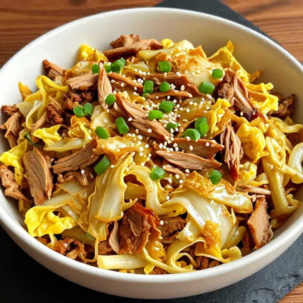 Plated Egg Roll in a Bowl with Green Onions
