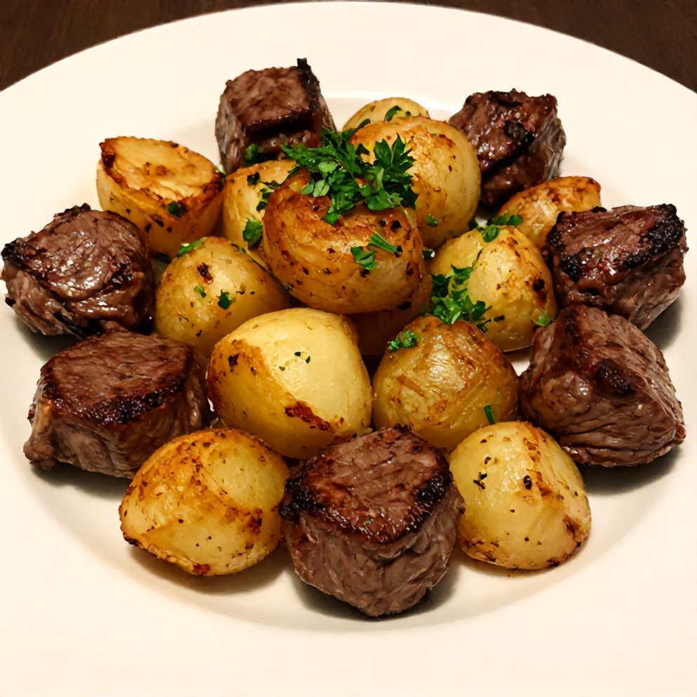 Garlic Butter Steak Bites with Potatoes