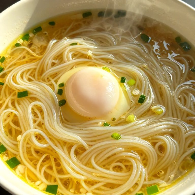 Easy Ginger Garlic Broth with Rice Noodles