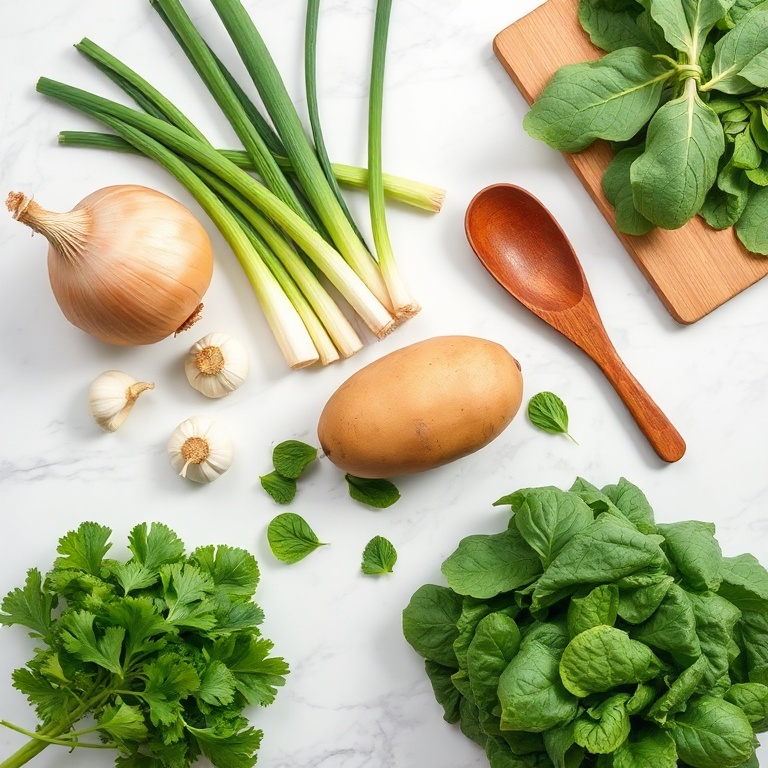 Raw Ingredients for Green Vegetable Soup
