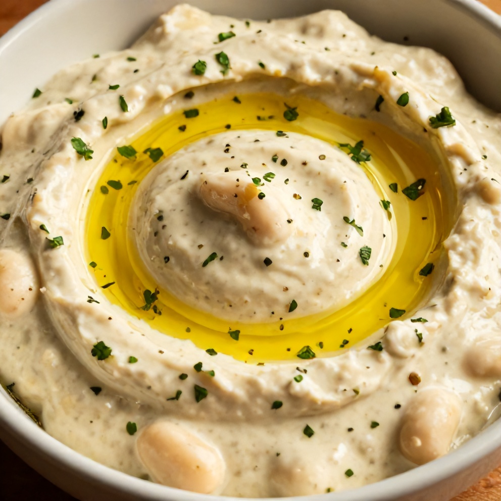 Lemon Herb White Bean Dip served with veggies