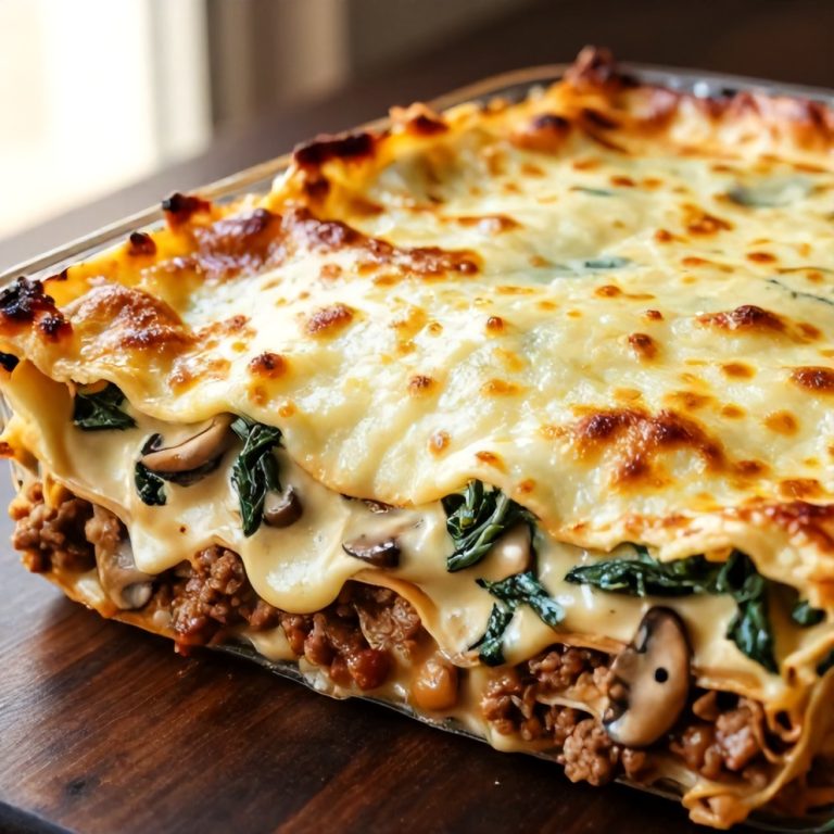 Easy Mushroom Spinach Lasagna