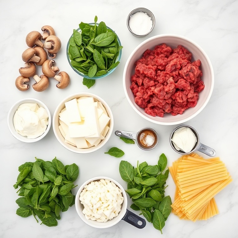 Mushroom Spinach Lasagna Ingredients
