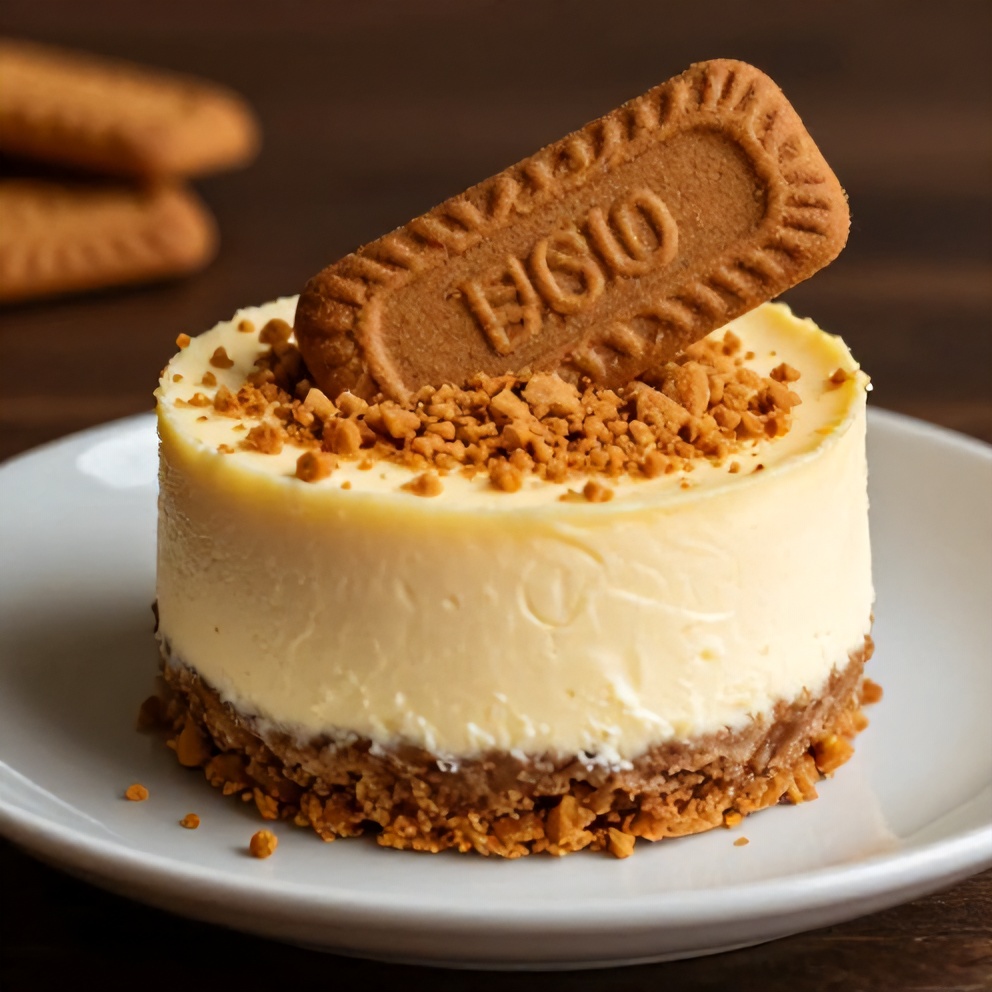 Individual Biscoff cheesecake cups on a plate
