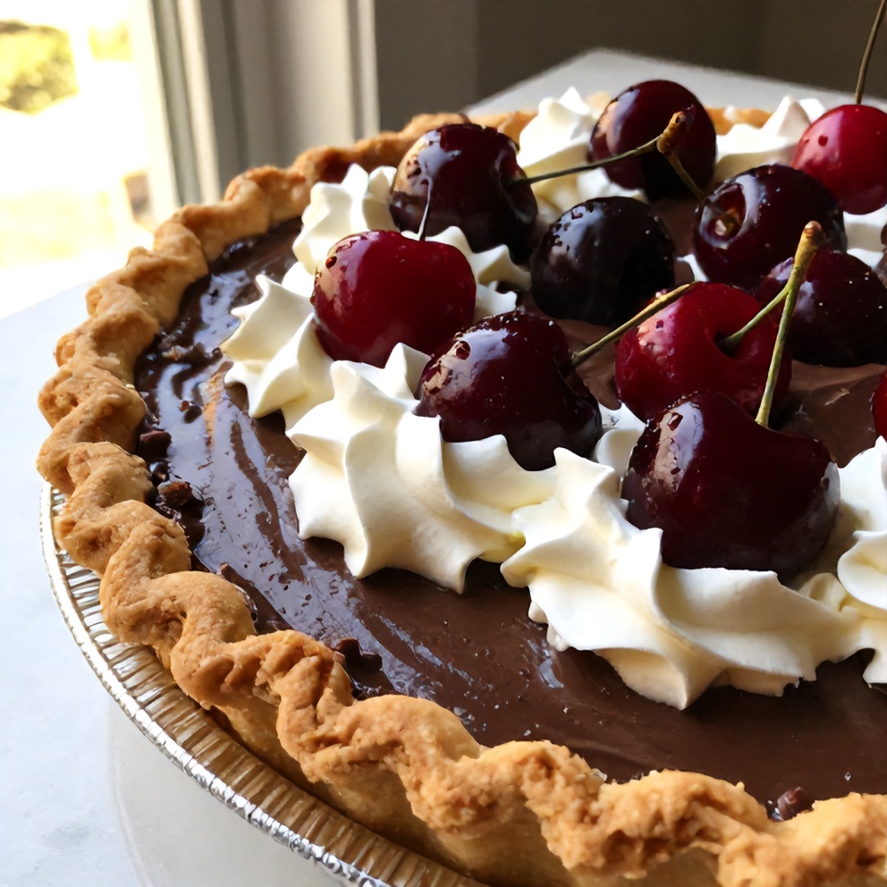 Easy No-Bake Chocolate Cherry Cream Pie