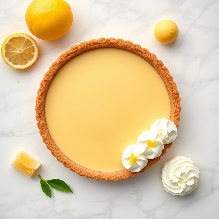 Graham cracker crust, lemon filling, whipped cream, lemon slices