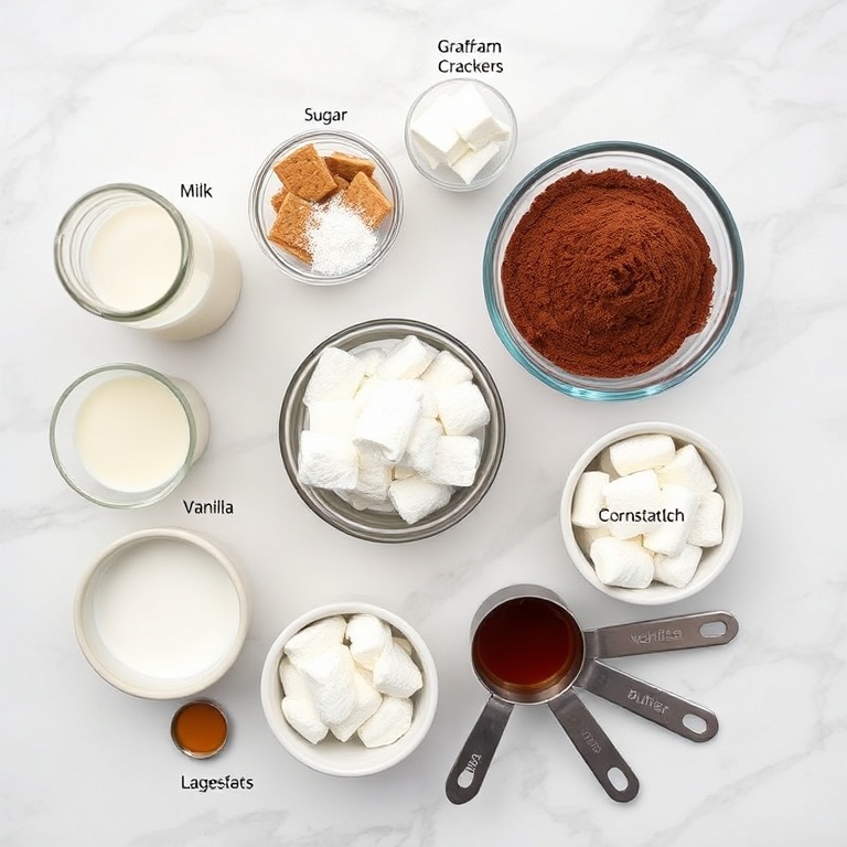 Raw Ingredients for Easy No-Bake S'mores Pudding Cups