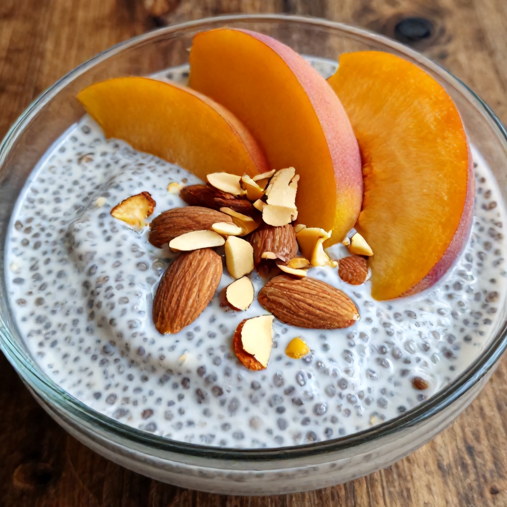 Peach Chia Pudding with Almonds
