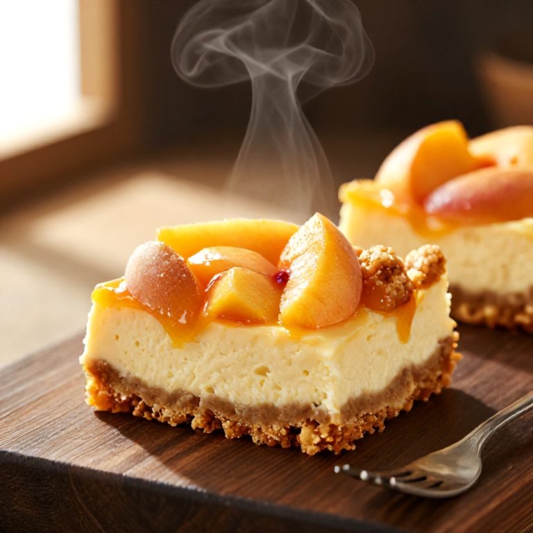 Easy Peach Cobbler Cheesecake Bars