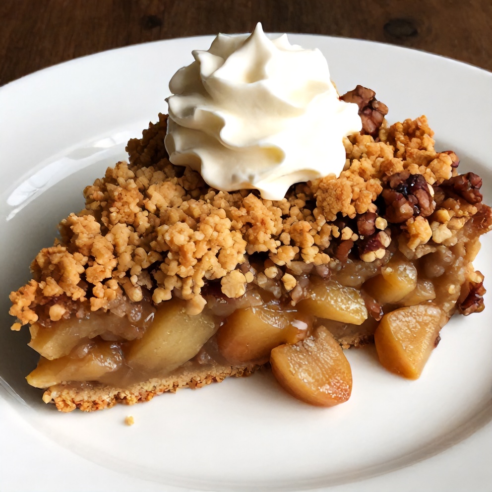 Pecan Apple Crisp Coffee Cake on a Plate