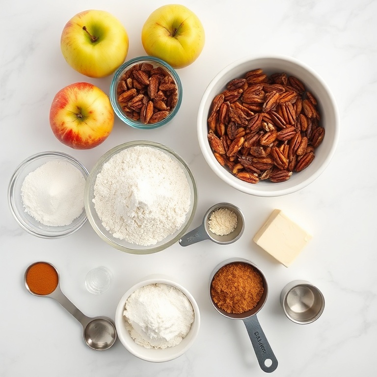 Raw Ingredients for Pecan Apple Crisp Coffee Cake