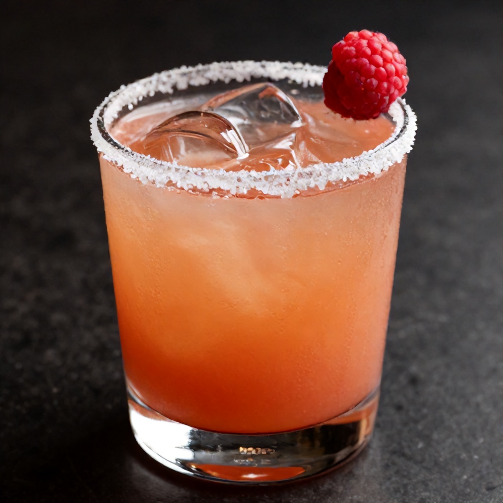 Raspberry Passionfruit Tequila Sour Cocktail garnished with a raspberry