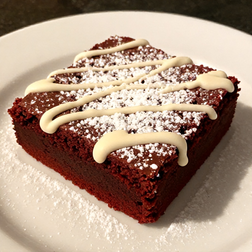 Red Velvet Brownies with White Chocolate Drizzle