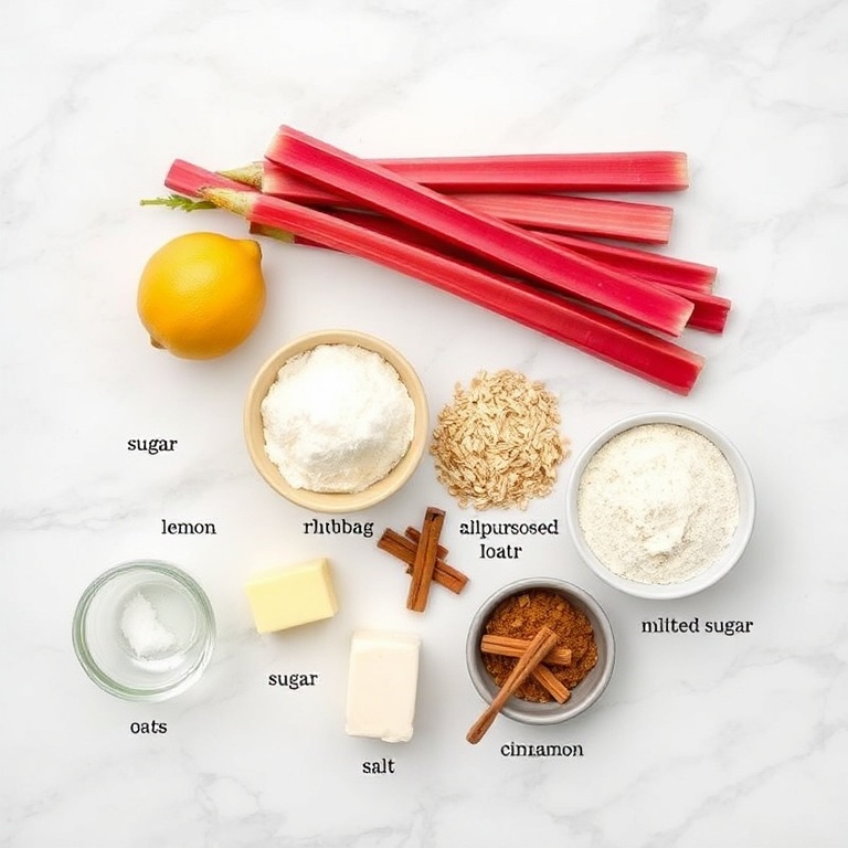 Raw ingredients for Easy Rhubarb Crisp