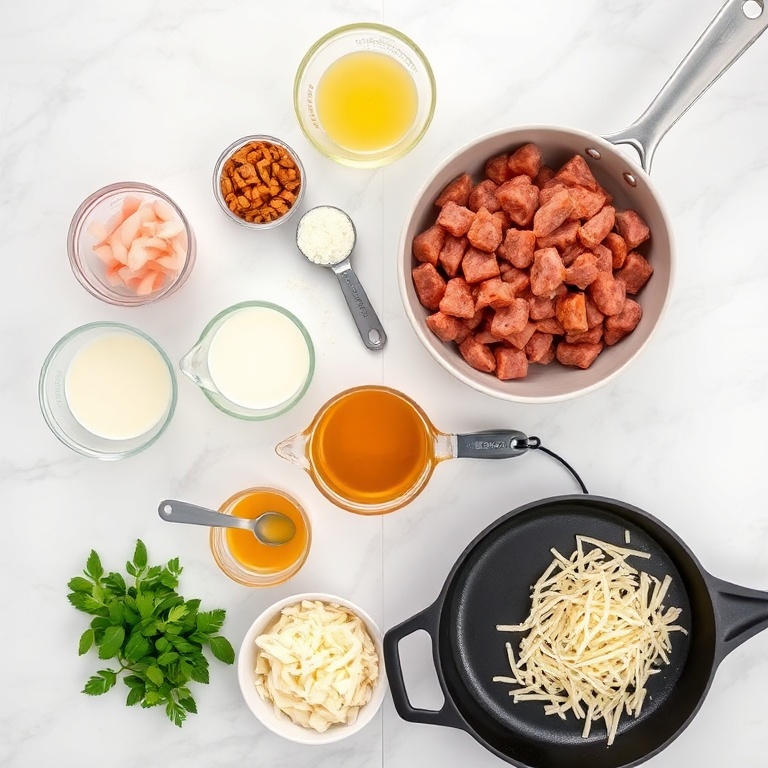 Raw ingredients for sausage gravy enchiladas