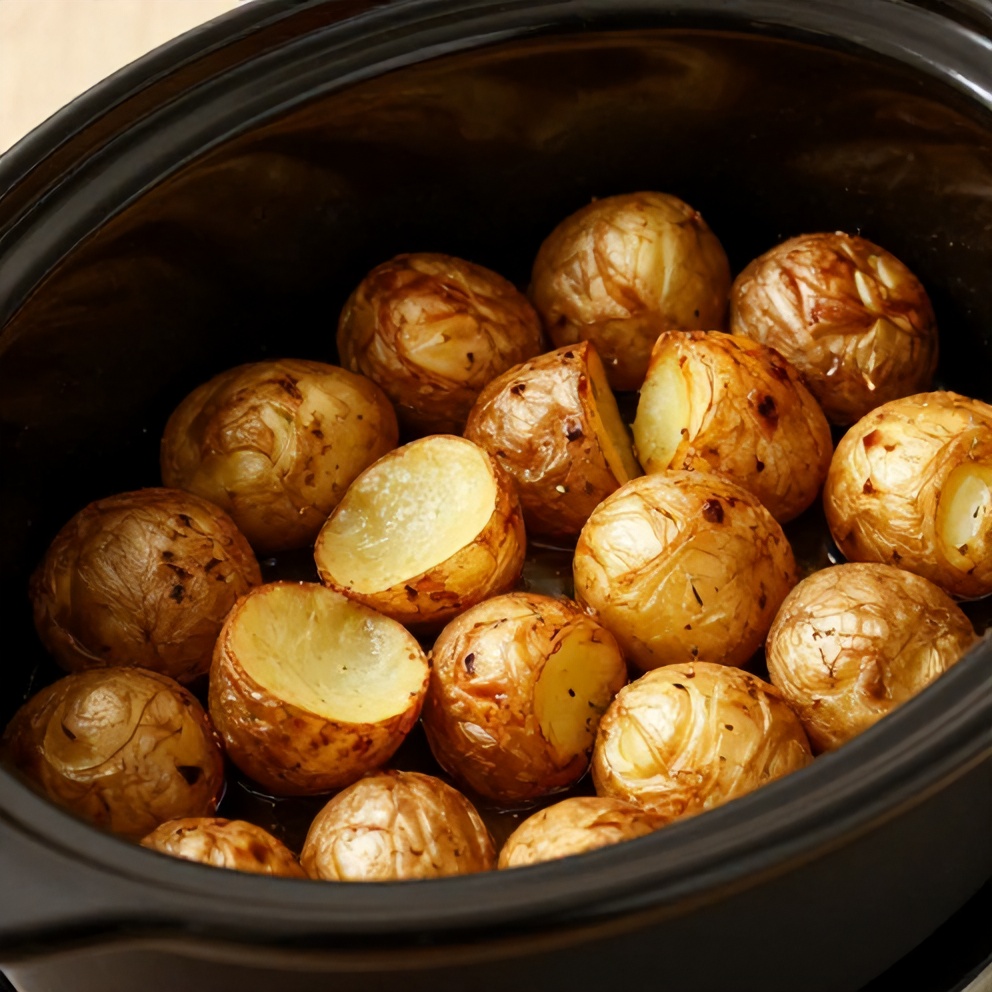 easy slow cooker loaded baked potatoes