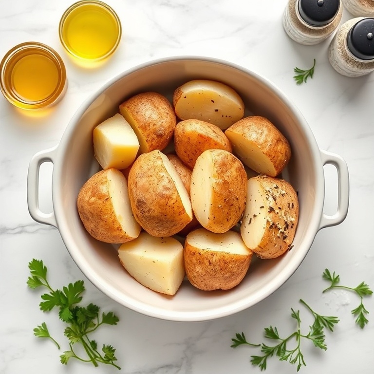 Raw ingredients for loaded baked potatoes in slow cooker