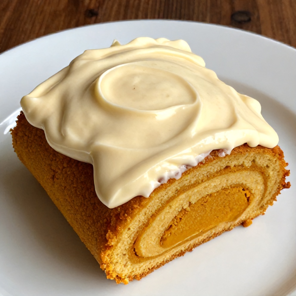Pumpkin Roll Slice with Cream Cheese Frosting