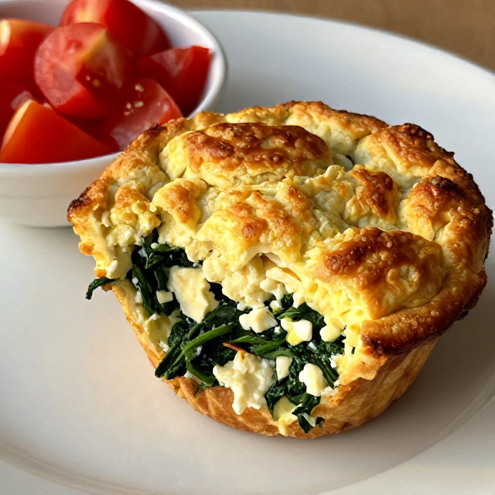 Spinach and Feta Egg Muffins on a plate