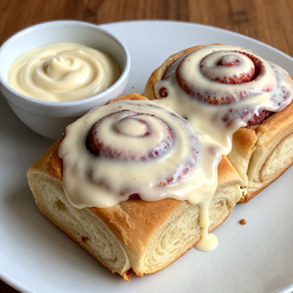 Strawberry Cinnamon Rolls with Cream Cheese Glaze