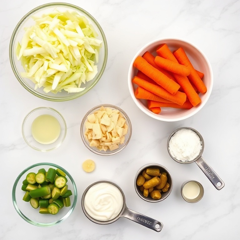Ingredients for Sweet and Spicy Pickle Slaw