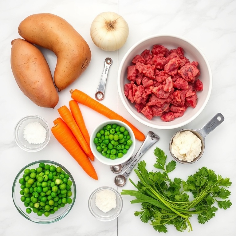 Raw ingredients for Sweet Potato Shepherd's Pie